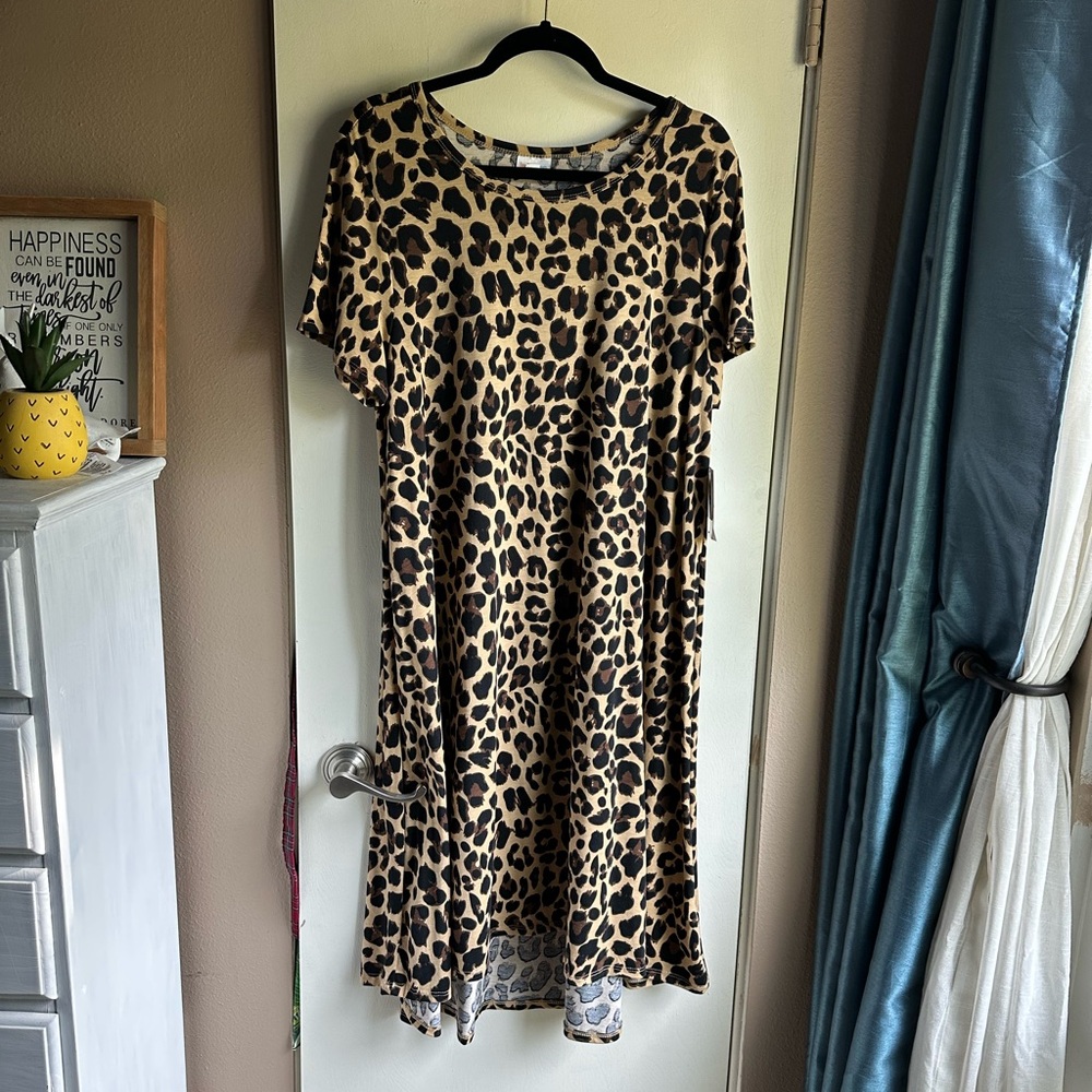LuLaRoe Tan and Brown Casual Midi Sundress